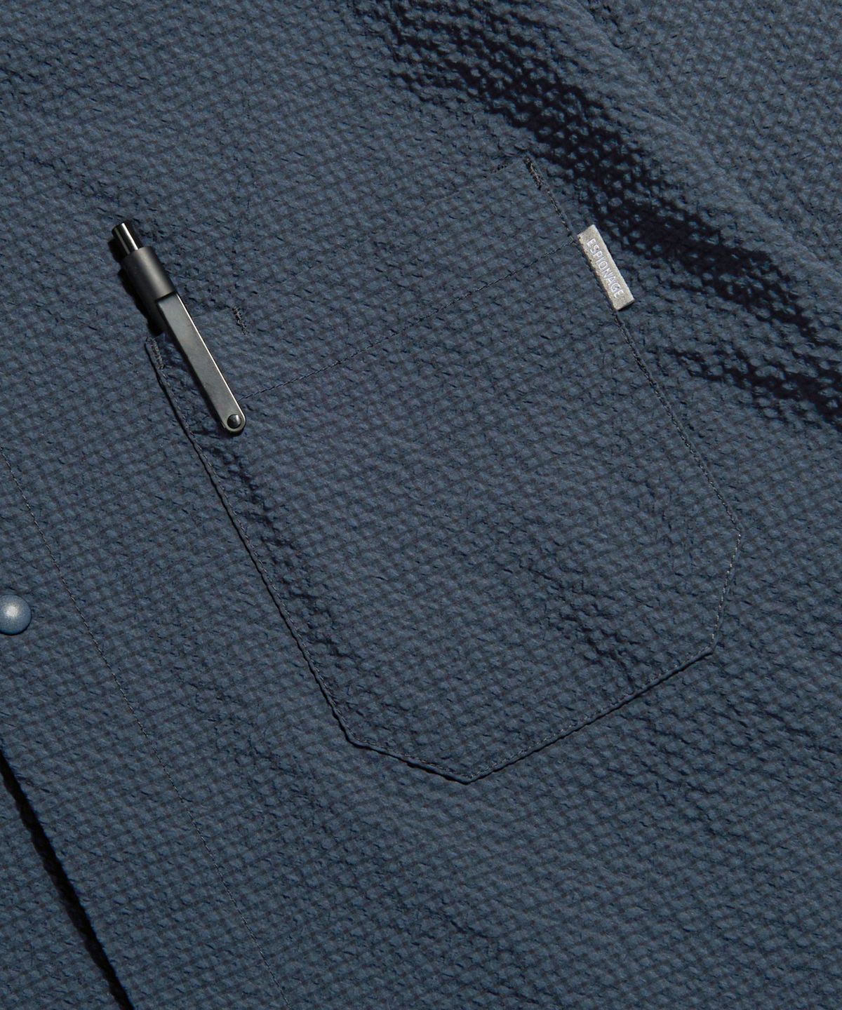 에스피오나지(ESPIONAGE) Grid Seersucker Outer Shirt Navy