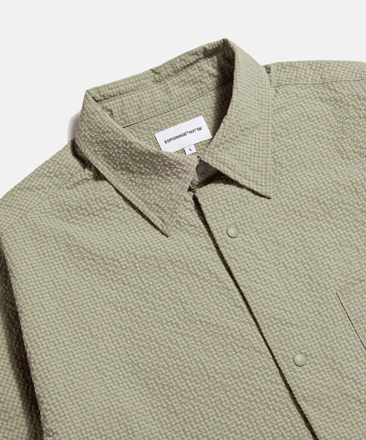 에스피오나지(ESPIONAGE) Grid Seersucker Outer Shirt Beige