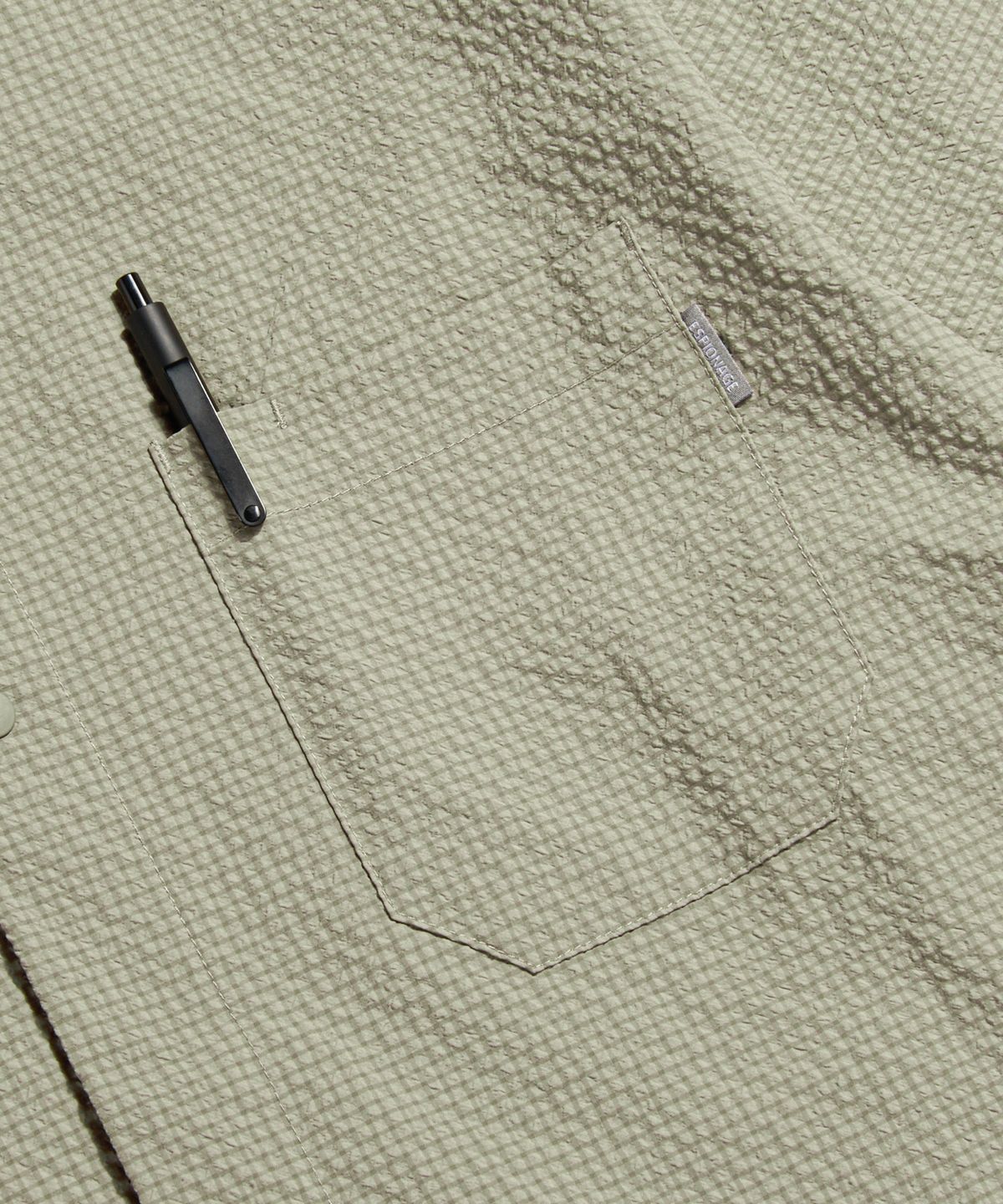 에스피오나지(ESPIONAGE) Grid Seersucker Outer Shirt Beige