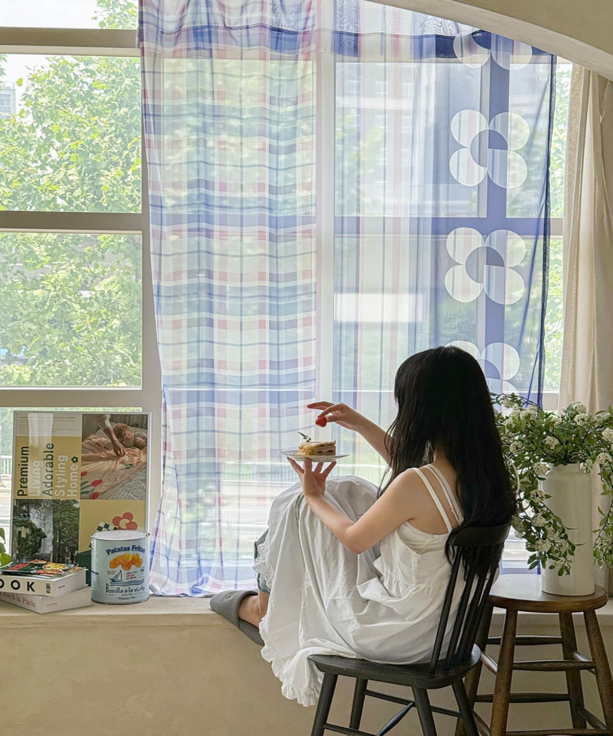 러움(RUGUM) 베리체크 지아트 쉬폰 커튼