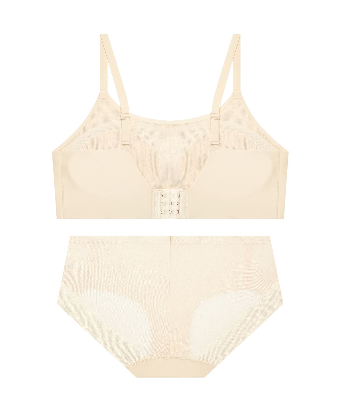 게스언더웨어(GUESS UNDERWEAR) 퓨징 스포츠 브라탑 팬티 세트 - 베이지
