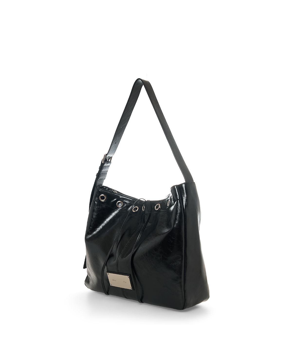 마뗑킴(MATIN KIM) MATIN EYELET POINT LAYERED BIG SHOULDER BAG IN BLACK