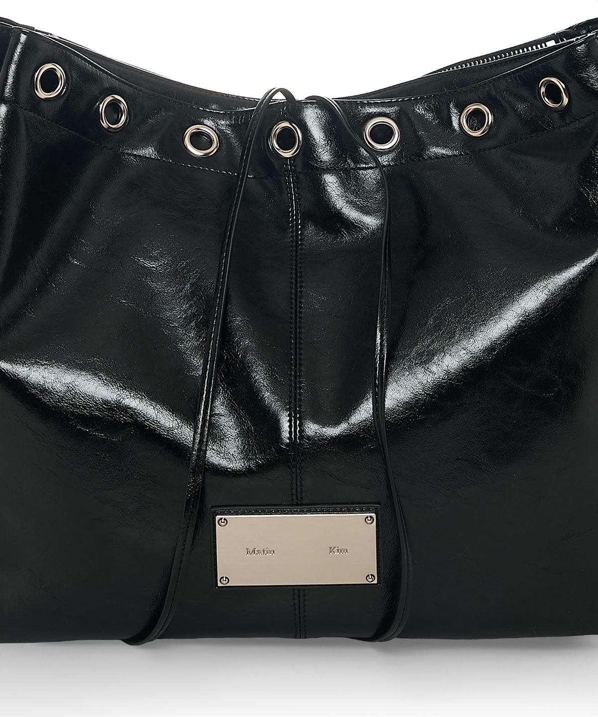 마뗑킴(MATIN KIM) MATIN EYELET POINT LAYERED BIG SHOULDER BAG IN BLACK