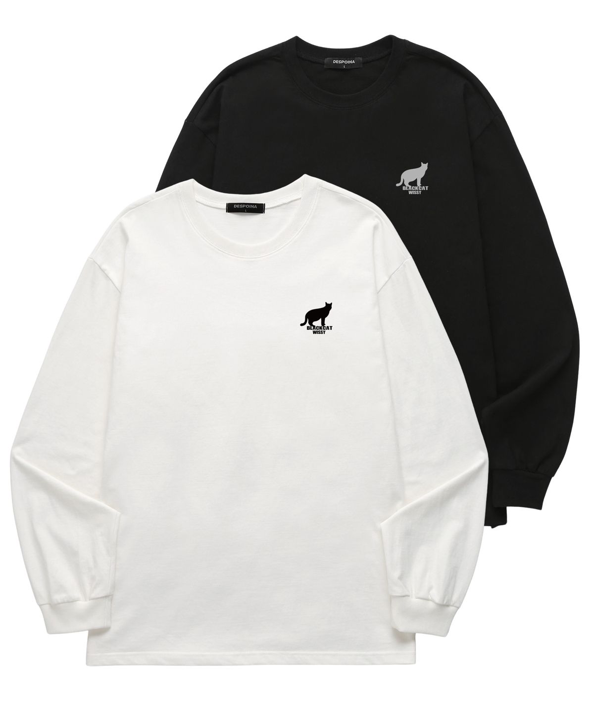 위씨(WISSY) BLACK CAT 긴팔 티셔츠 (WLS039) 화이트