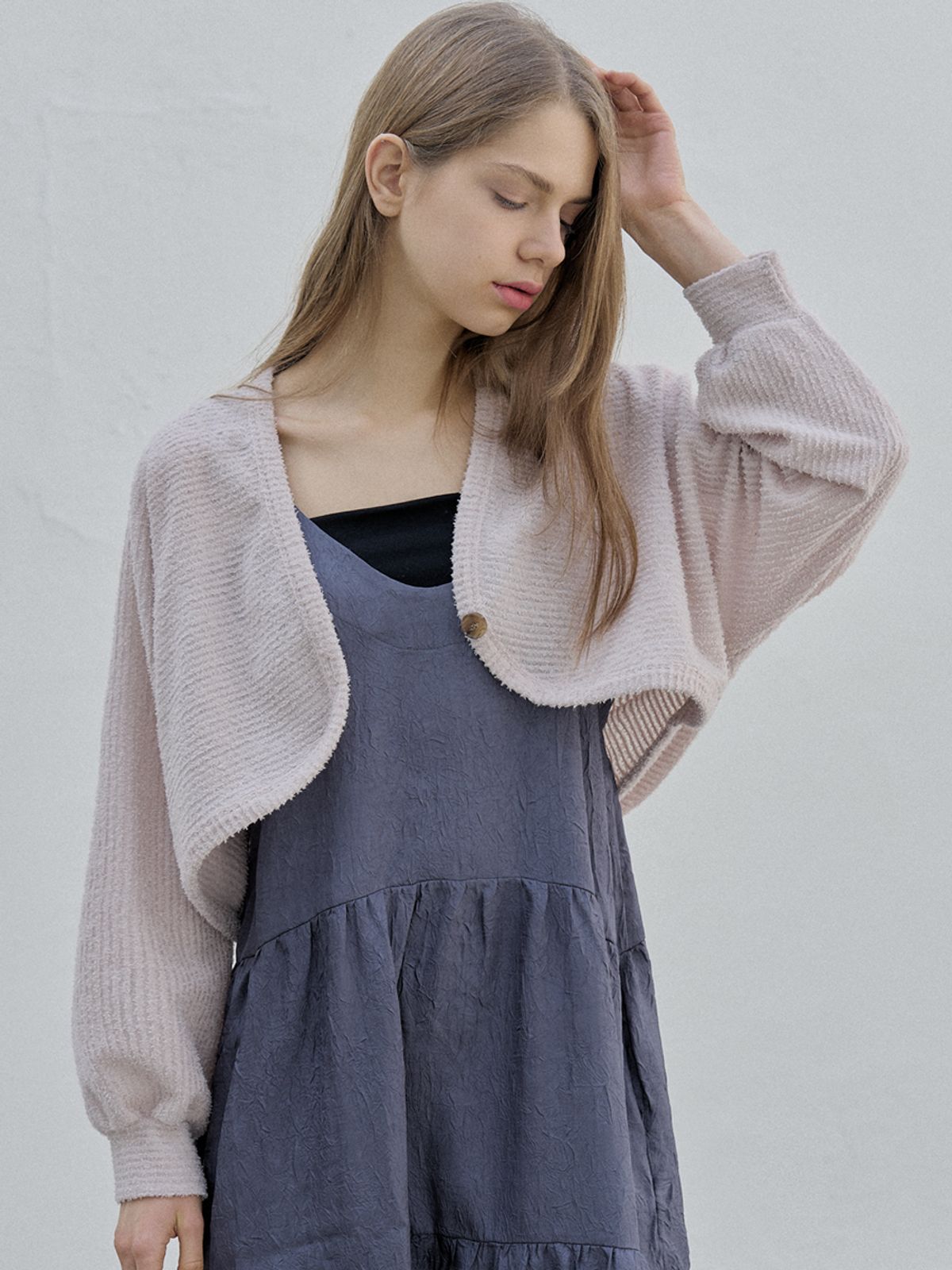 아방(AVANT-G) Boucle Knit Bolero - BEIGE
