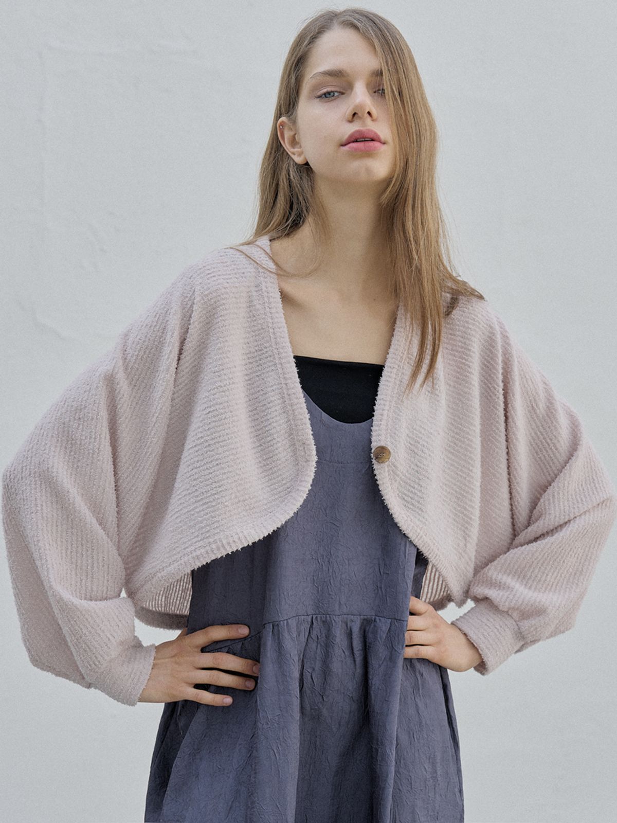 아방(AVANT-G) Boucle Knit Bolero - BEIGE