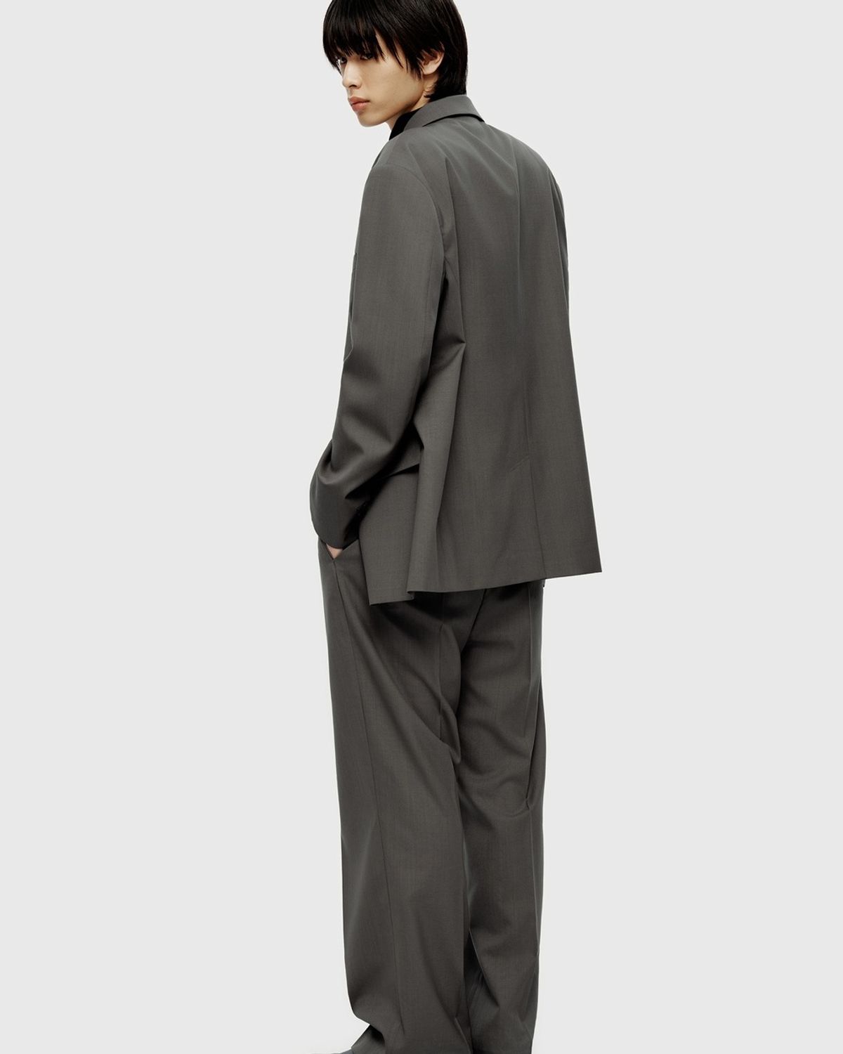 유스(YOUTH) Fine Wool Waist Line Pants - Khaki Grey
