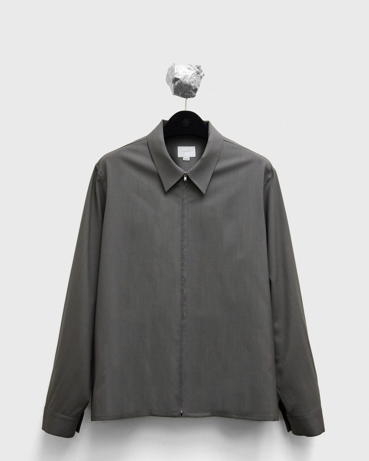유스(YOUTH) Fine Wool Zipped Shirt - Khaki Grey
