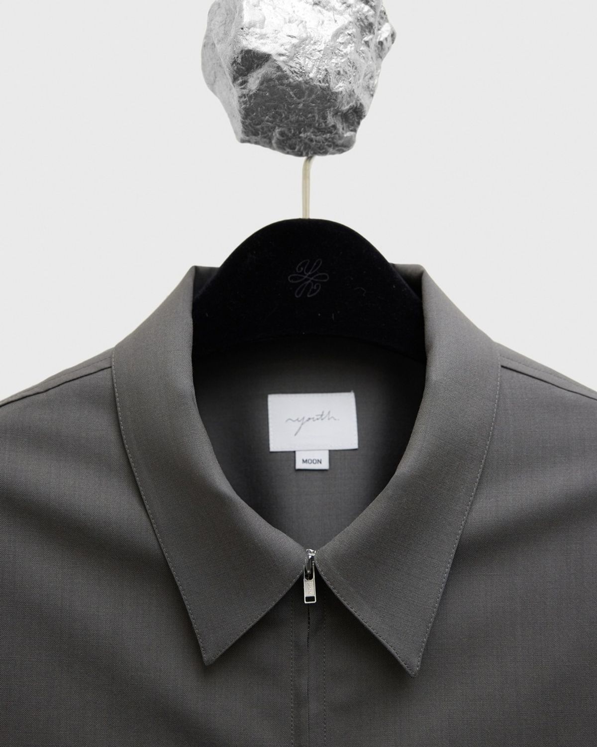 유스(YOUTH) Fine Wool Zipped Shirt - Khaki Grey