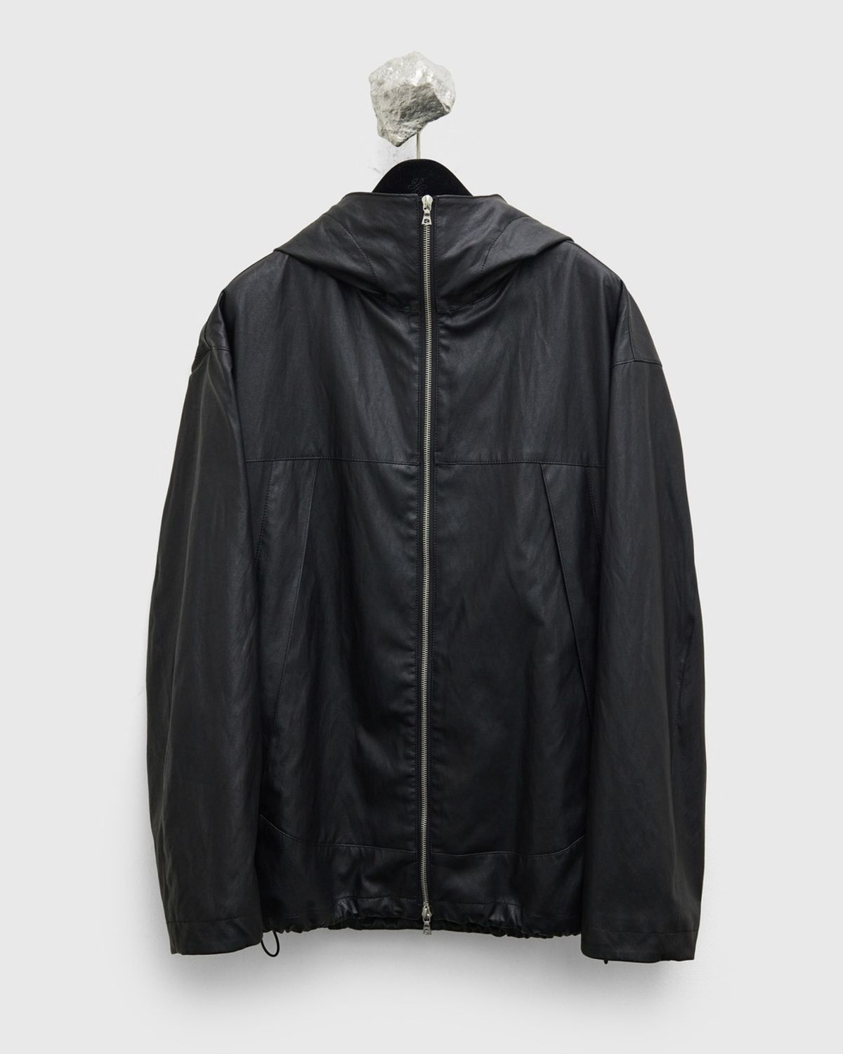 유스(YOUTH) Faux Leather Windbreaker Jacket - Black