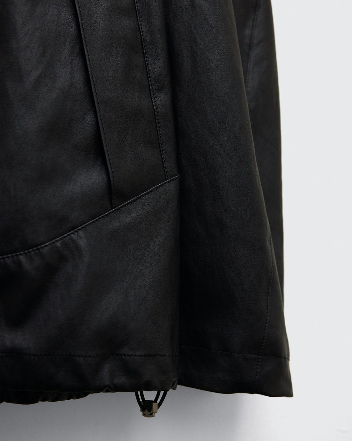 유스(YOUTH) Faux Leather Windbreaker Jacket - Black