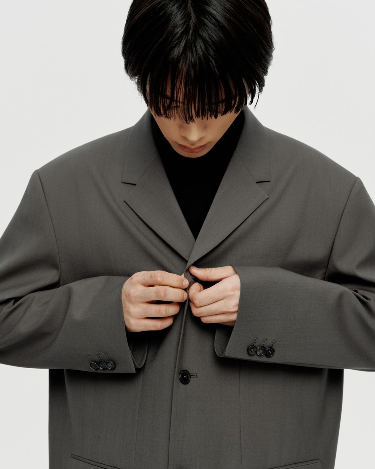 유스(YOUTH) Fine Wool Single Jacket - Khaki Grey