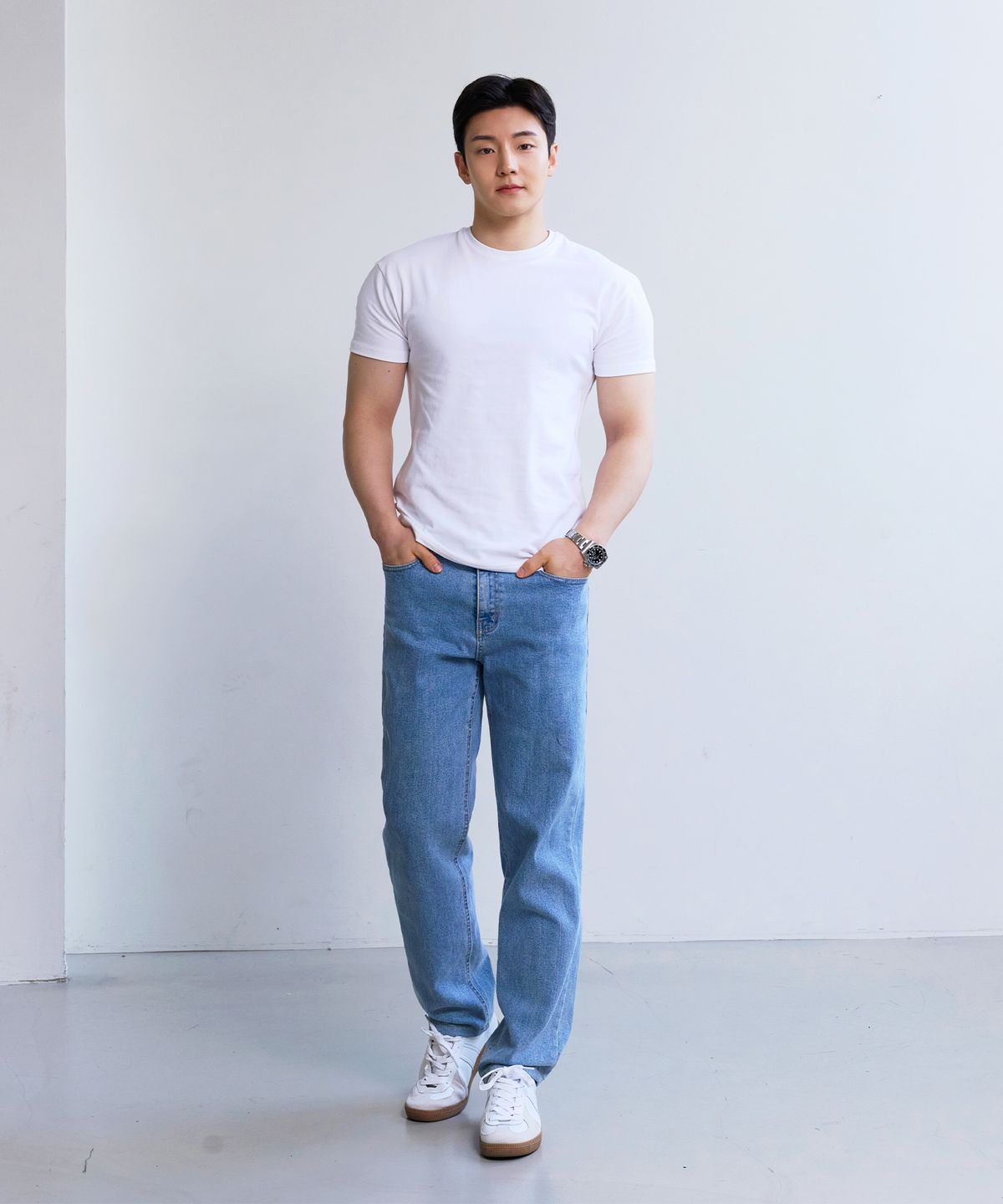 핵쿨남(HECKCOOLNAM) 착시 다리길어보이는 남자 일자핏 스트레이트핏 히든 밴딩 청바지 데님