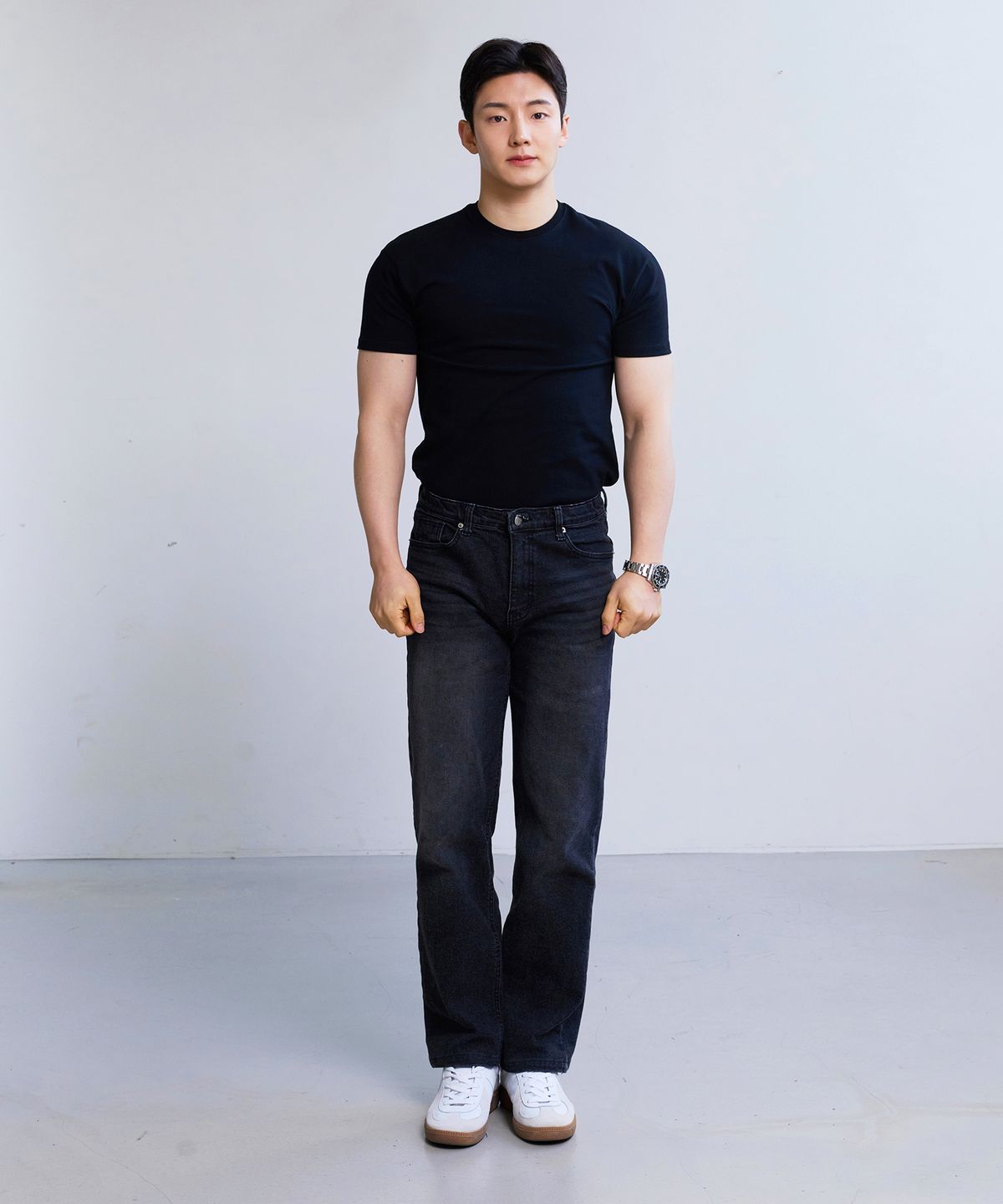 핵쿨남(HECKCOOLNAM) 착시 다리길어보이는 남자 일자핏 스트레이트핏 히든 밴딩 청바지 데님