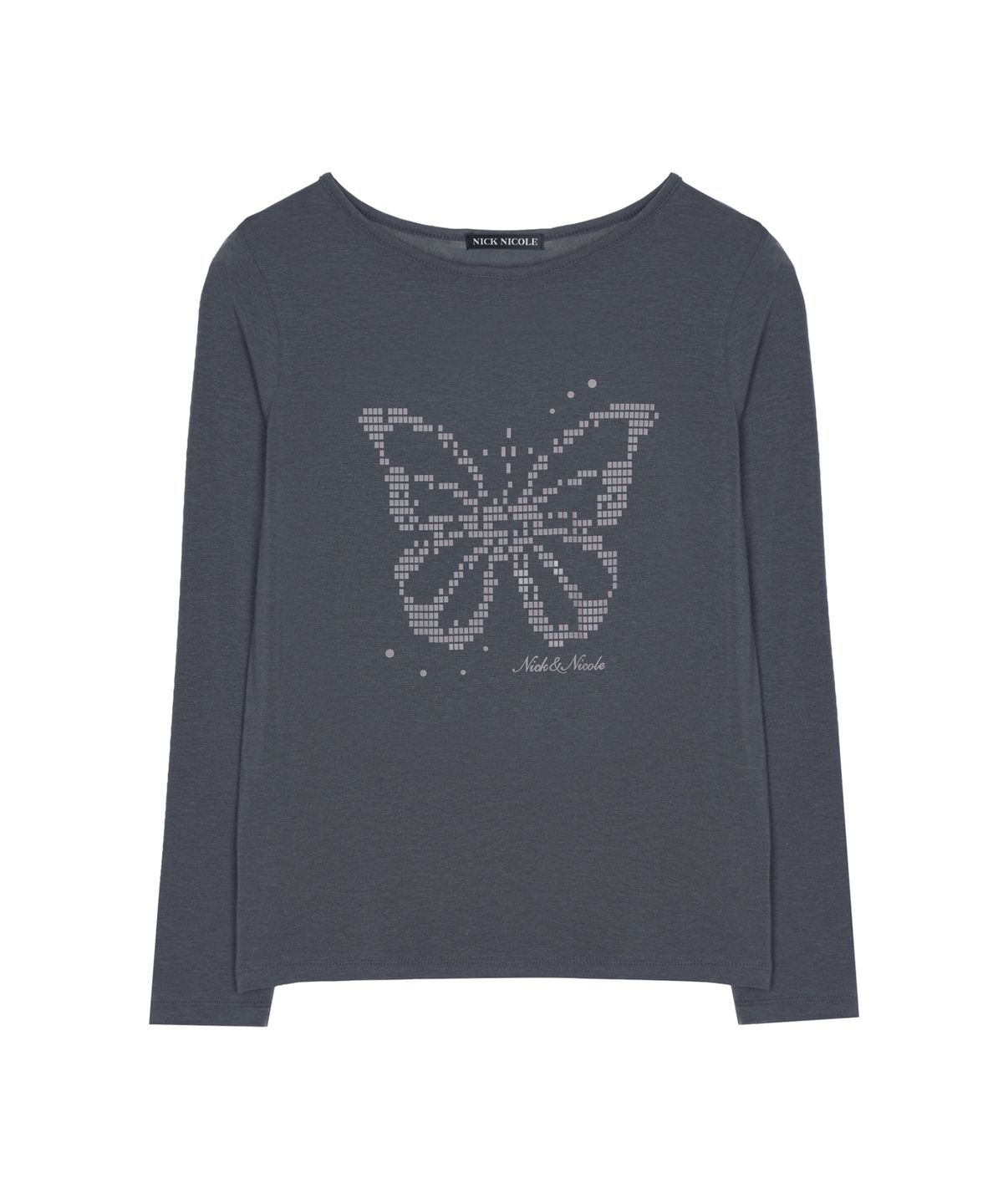 닉앤니콜(NICK&NICOLE) PIXEL BUTTERFLY GRAPHIC TOP_CHARCOAL