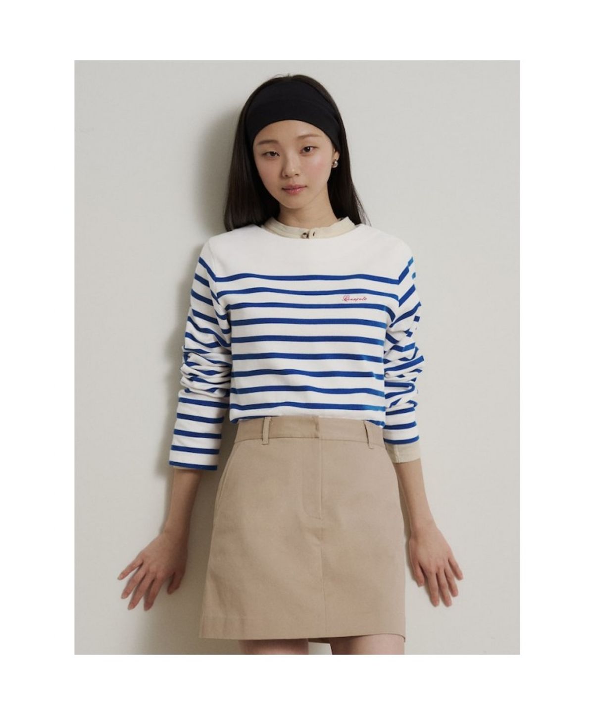 빈폴 레이디스(BEANPOLE LADIES) [B. my] 보더 스트라이프 보트넥 루즈핏 티셔츠 - 블루 (BF6241N02P)