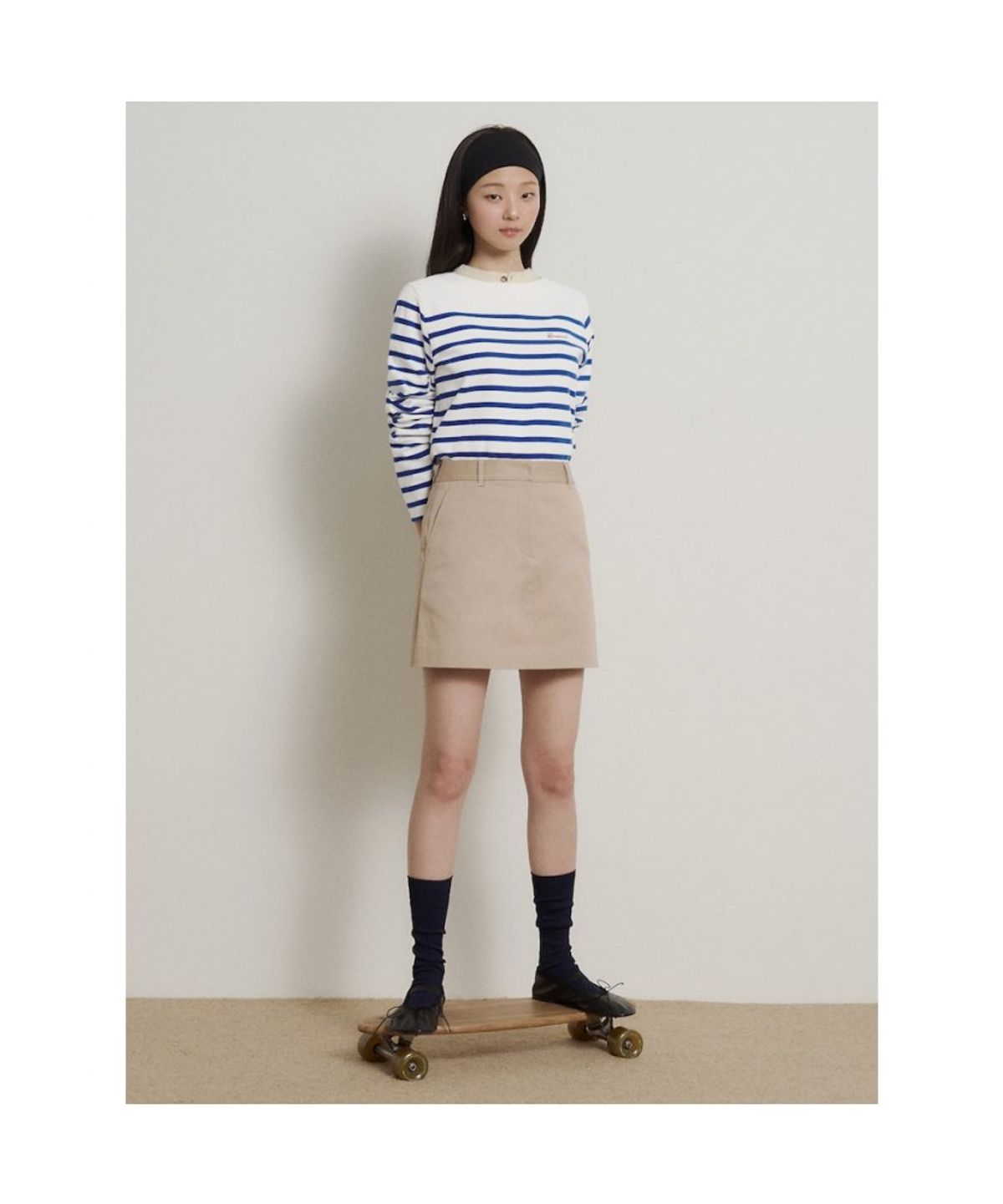 빈폴 레이디스(BEANPOLE LADIES) [B. my] 보더 스트라이프 보트넥 루즈핏 티셔츠 - 블루 (BF6241N02P)