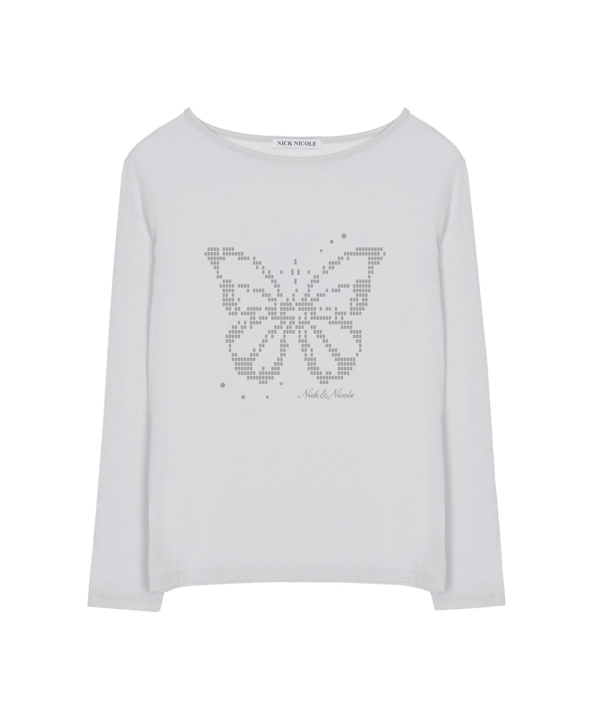 닉앤니콜(NICK&NICOLE) PIXEL BUTTERFLY GRAPHIC TOP_LIGHT GRAY