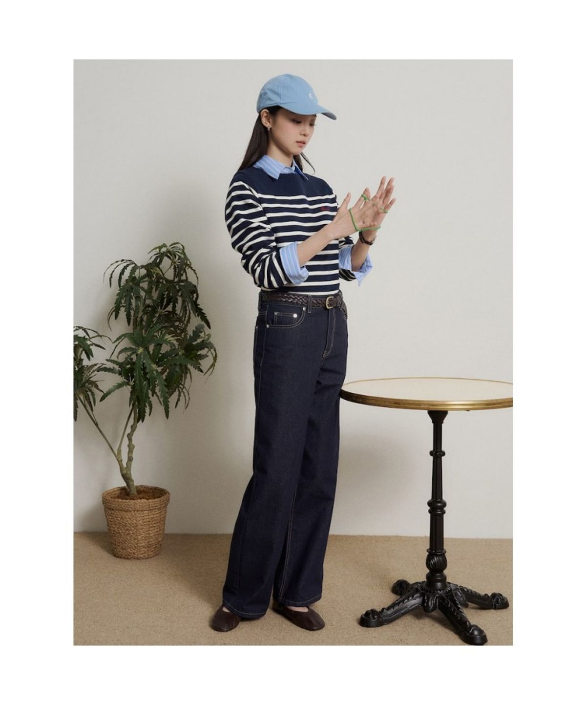빈폴 레이디스(BEANPOLE LADIES) [B. my] 보더 스트라이프 보트넥 루즈핏 티셔츠 - 네이비 (BF6241N02R)