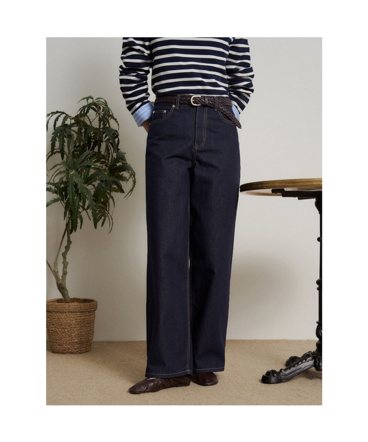 빈폴 레이디스(BEANPOLE LADIES) [B. my] 보더 스트라이프 보트넥 루즈핏 티셔츠 - 네이비 (BF6241N02R)