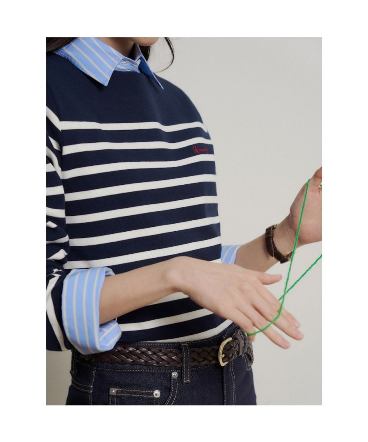 빈폴 레이디스(BEANPOLE LADIES) [B. my] 보더 스트라이프 보트넥 루즈핏 티셔츠 - 네이비 (BF6241N02R)