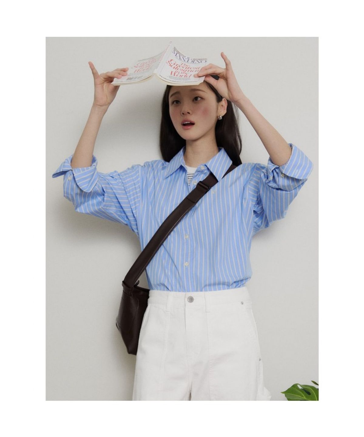 빈폴 레이디스(BEANPOLE LADIES) [B. my] 스트라이프 오버핏 셔츠 - 블루 (BF6264N22P)