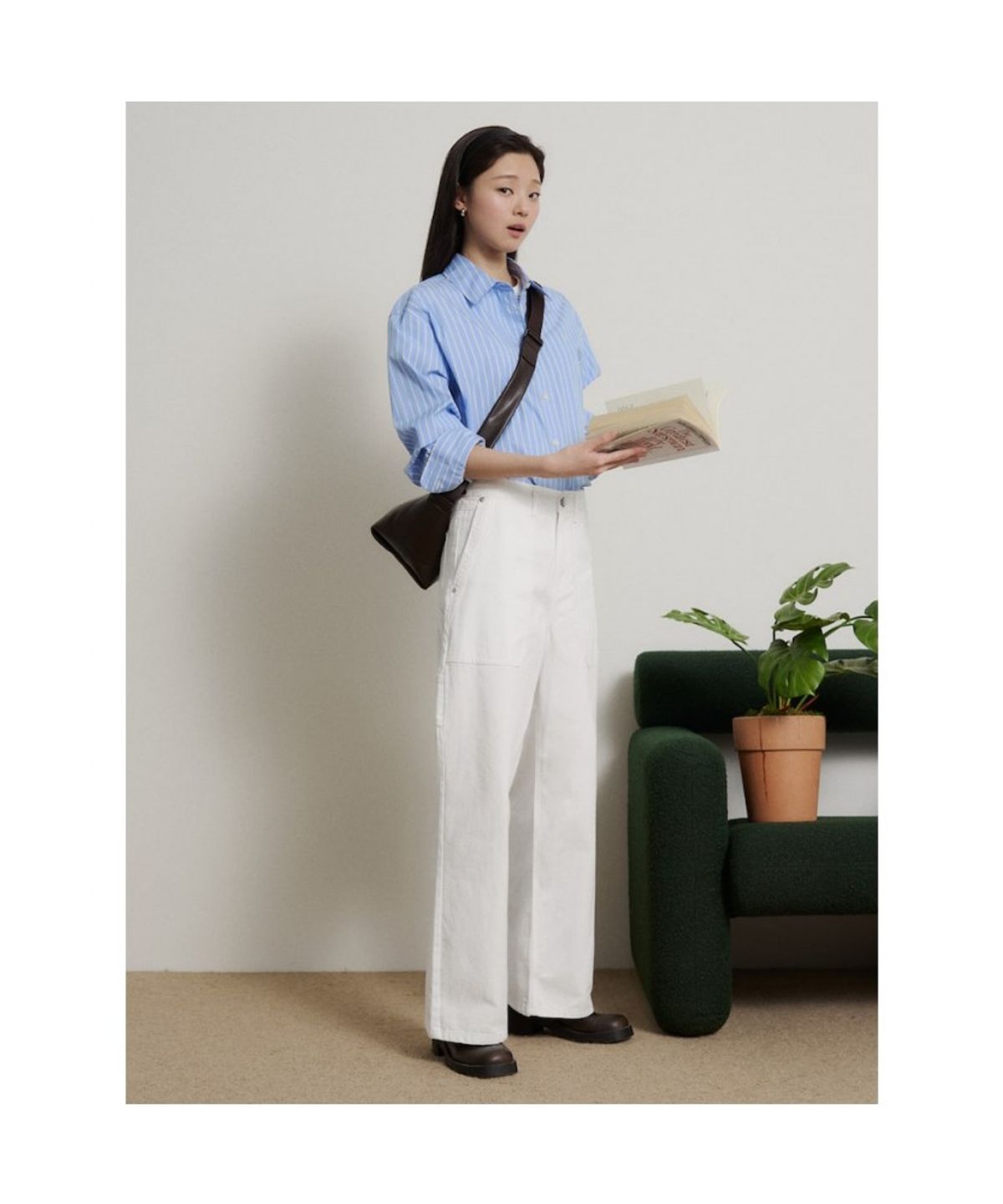 빈폴 레이디스(BEANPOLE LADIES) [B. my] 스트라이프 오버핏 셔츠 - 블루 (BF6264N22P)