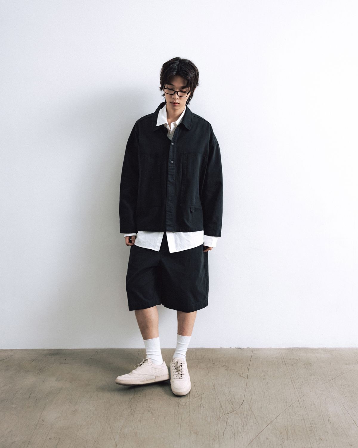앵글런(ANGLAN) Proper Chino Half Pants - Black