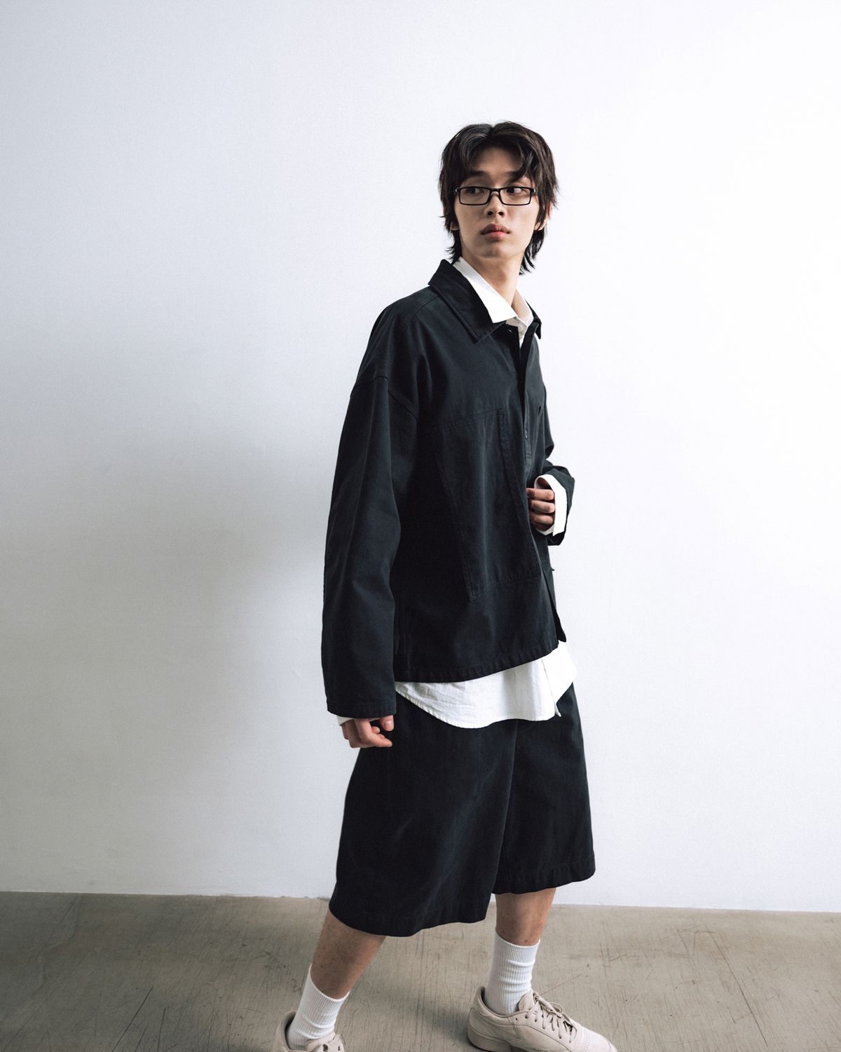 앵글런(ANGLAN) Proper Chino Half Pants - Black