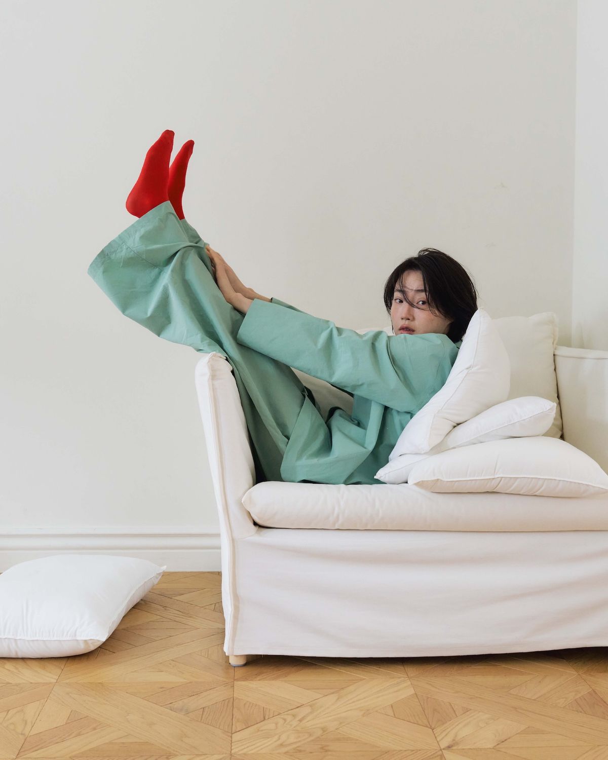 모잉모잉(MOIN MOIN) Long daily pajamas set, Dawn mint
