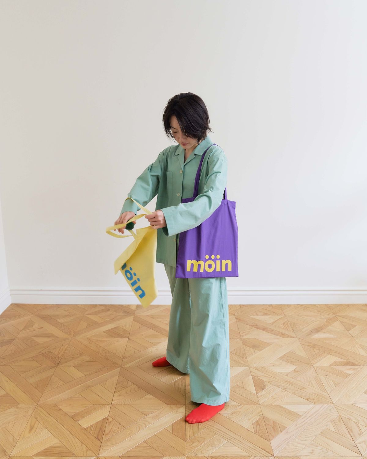 모잉모잉(MOIN MOIN) Long daily pajamas set, Dawn mint