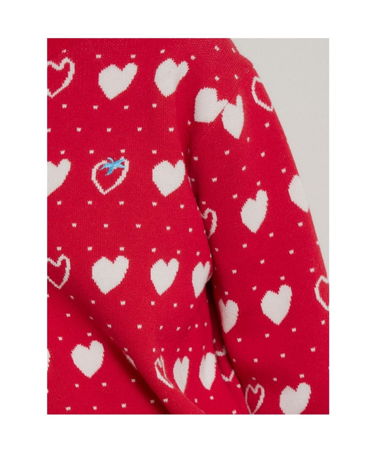 빈폴 레이디스(BEANPOLE LADIES) [B. my] 하트 패턴 긴소매 니트 카디건 - 레드 (BF625AN886)