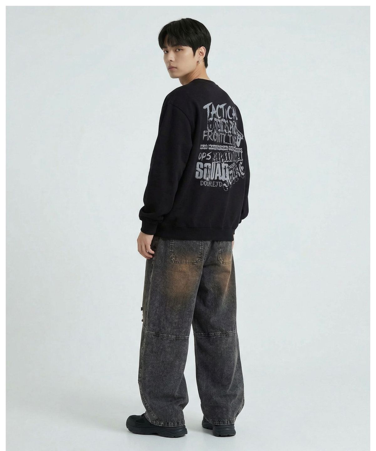 더블제이디(DOUBLE JD) 찢 청 와이드 데님 팬츠
