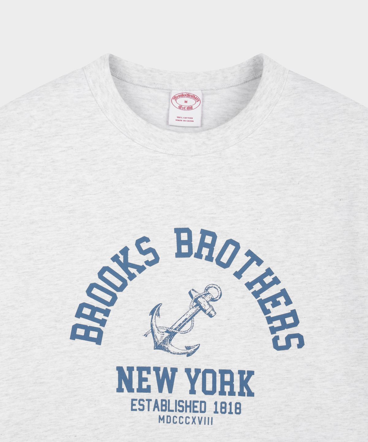 브룩스 브라더스(BROOKS BROTHERS) Anchor 그래픽 반팔 티셔츠 (라이트그레이) (BBNPMBG201)