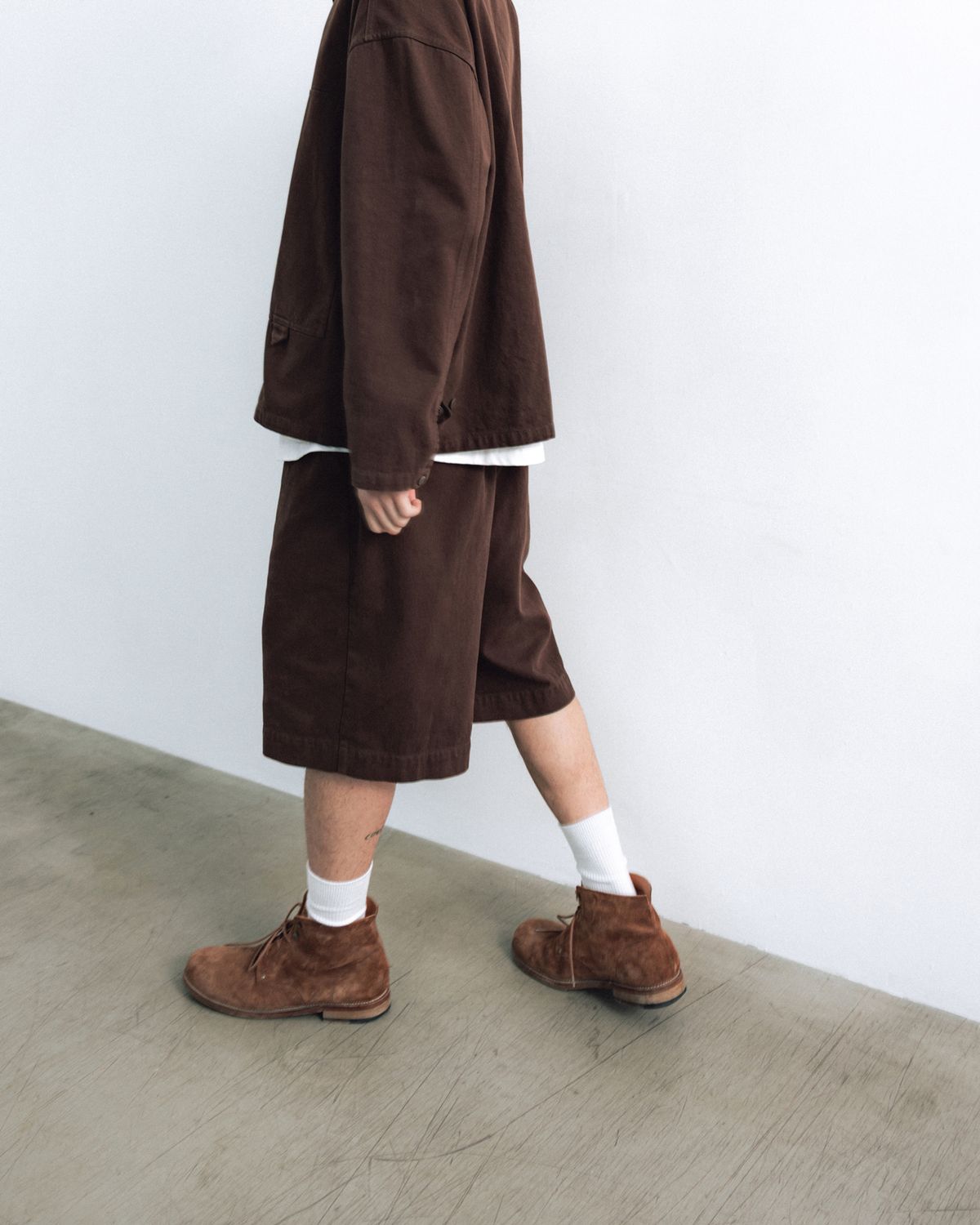 앵글런(ANGLAN) Proper Chino Half Pants - Brown