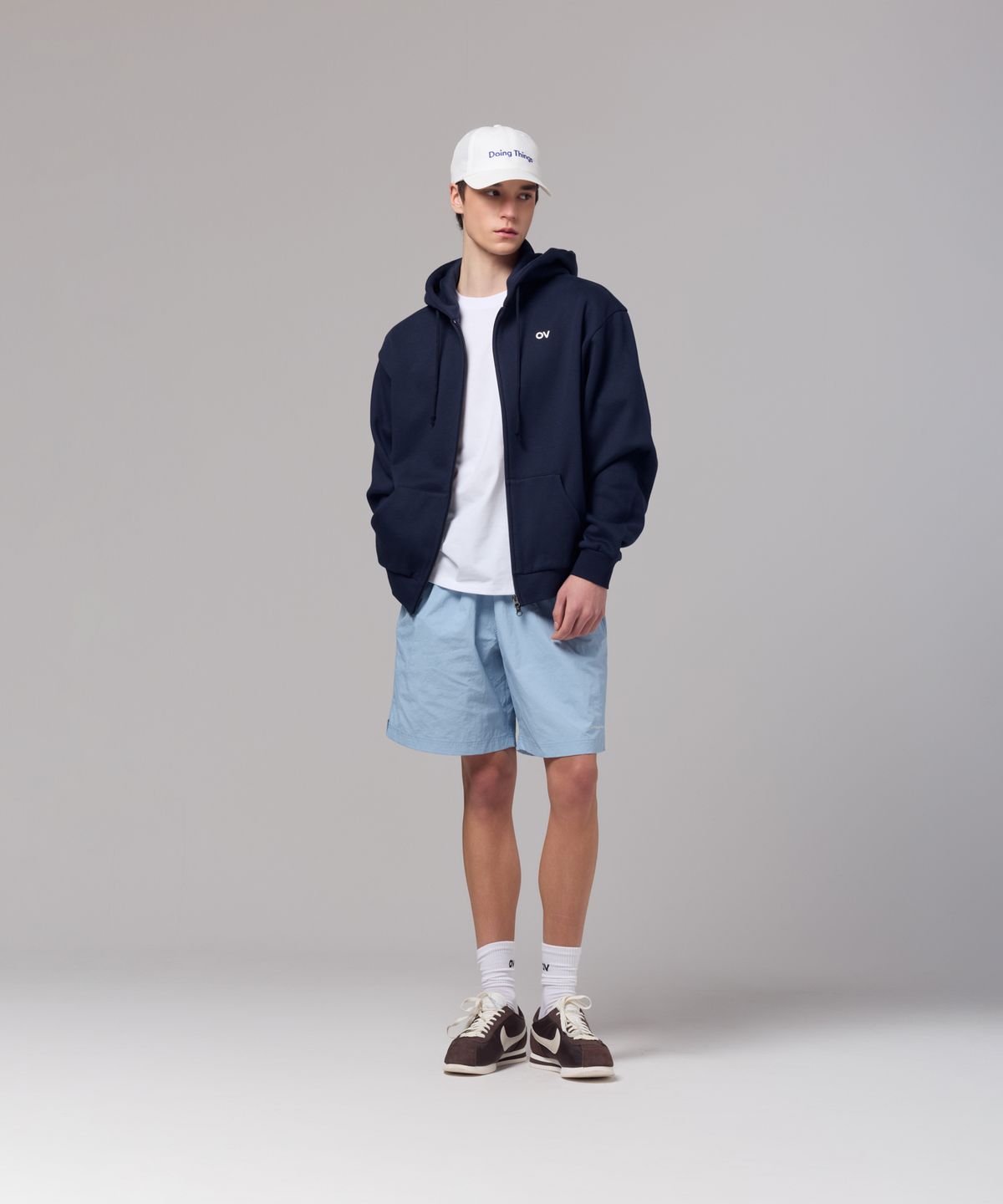 아웃도어 보이스(OUTDOOR VOICES) OV LOGO ZIP UP SWEAT HOODIE (NAVY)