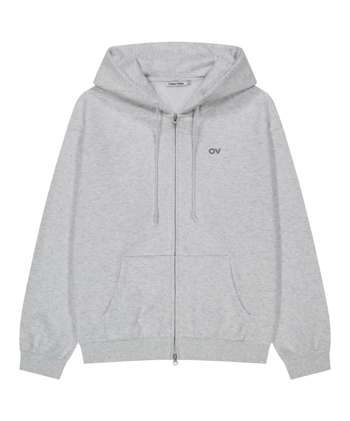 아웃도어 보이스(OUTDOOR VOICES) OV LOGO ZIP UP SWEAT HOODIE (LIGHT HEATHER GRAY)