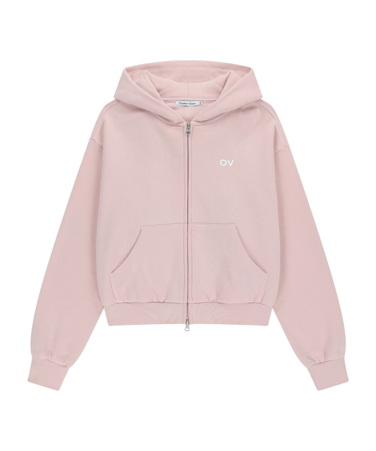 아웃도어 보이스(OUTDOOR VOICES) (W)OV LOGO CROP ZIP UP SWEAT HOODIE (LIGHT PINK)