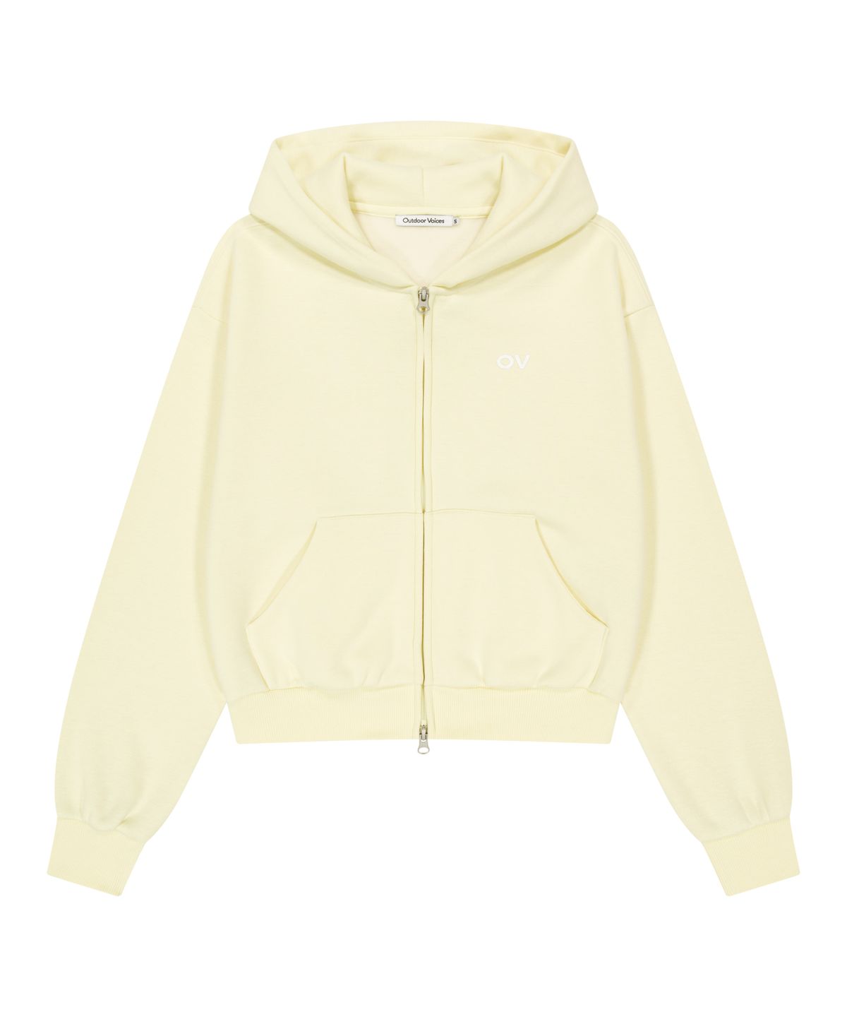 아웃도어 보이스(OUTDOOR VOICES) (W)OV LOGO CROP ZIP UP SWEAT HOODIE (BUTTER)