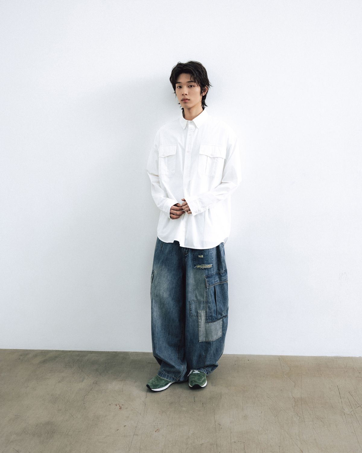 앵글런(ANGLAN) Officer Big Shirt - White