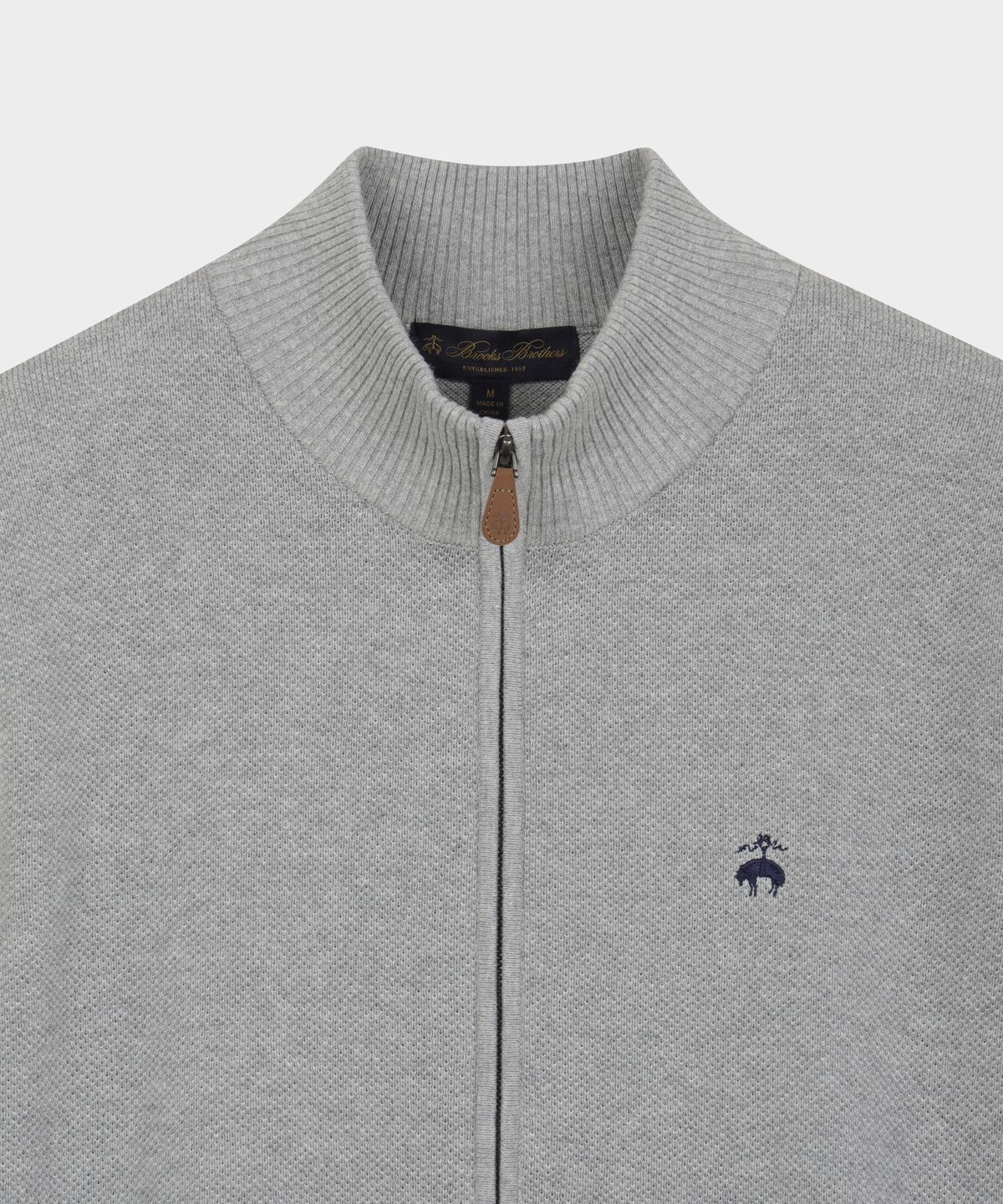 브룩스 브라더스(BROOKS BROTHERS) 터크조직 풀 지퍼 스웨터 (그레이) (BBWZMBG103)