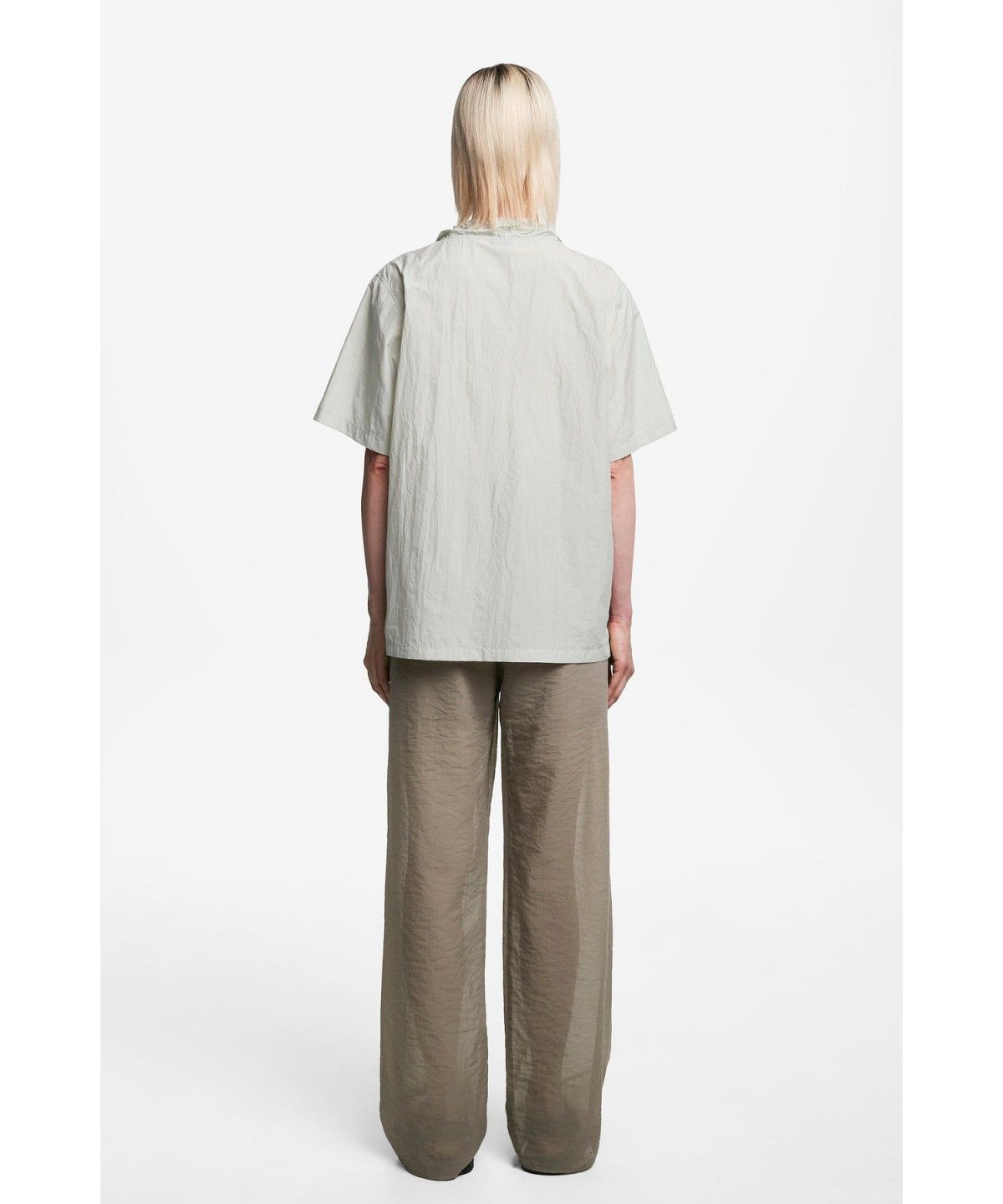 자아(JAAH) 여 드레이프 블라우스_라이트 그레이