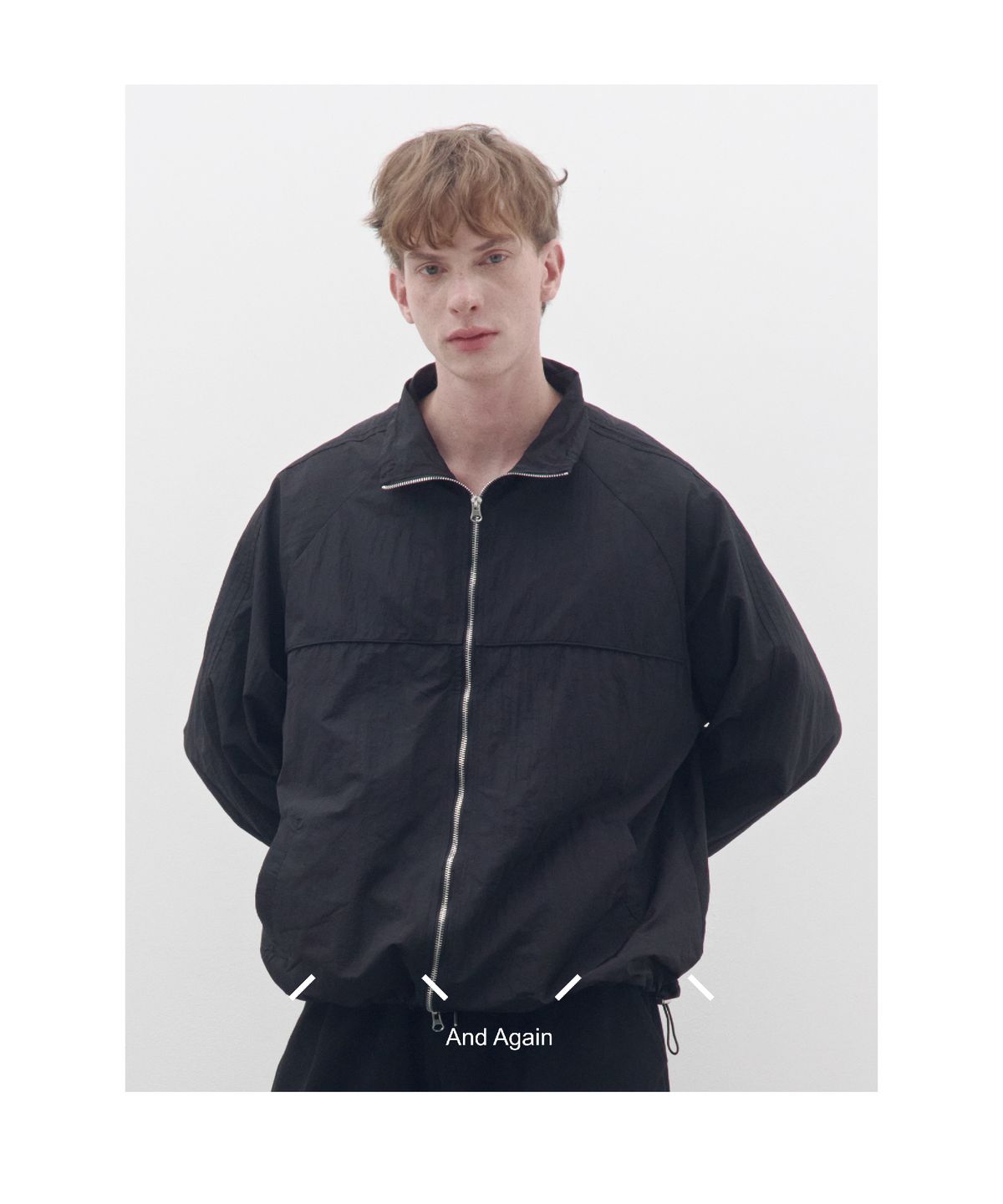 앤드어게인(ANDAGAIN) 라인 파이핑 윈드브레이커 (블랙