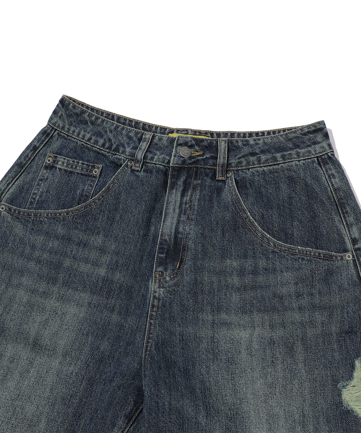 메인부스(MAINBOOTH) Repaired Denim Pants(BLUE)