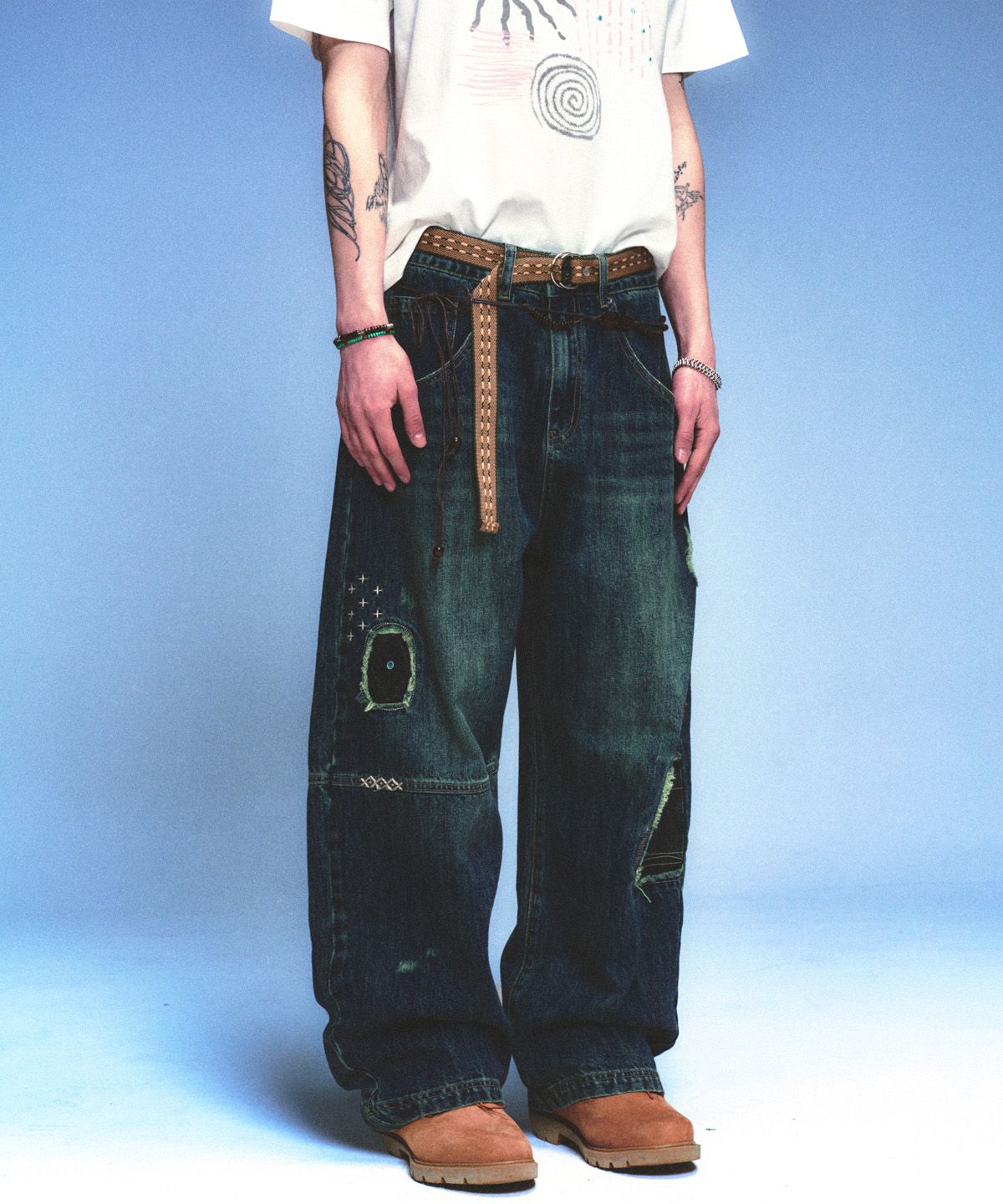 메인부스(MAINBOOTH) Repaired Denim Pants(BLUE)