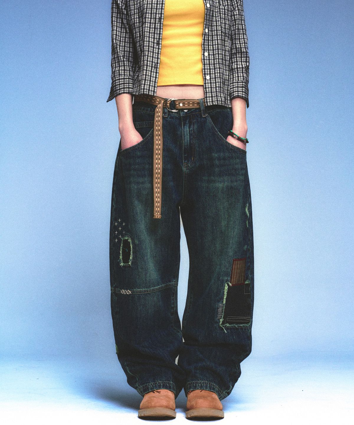 메인부스(MAINBOOTH) Repaired Denim Pants(BLUE)