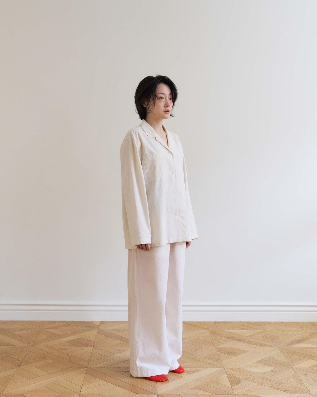 모잉모잉(MOIN MOIN) Long daily pajamas set, Paper white