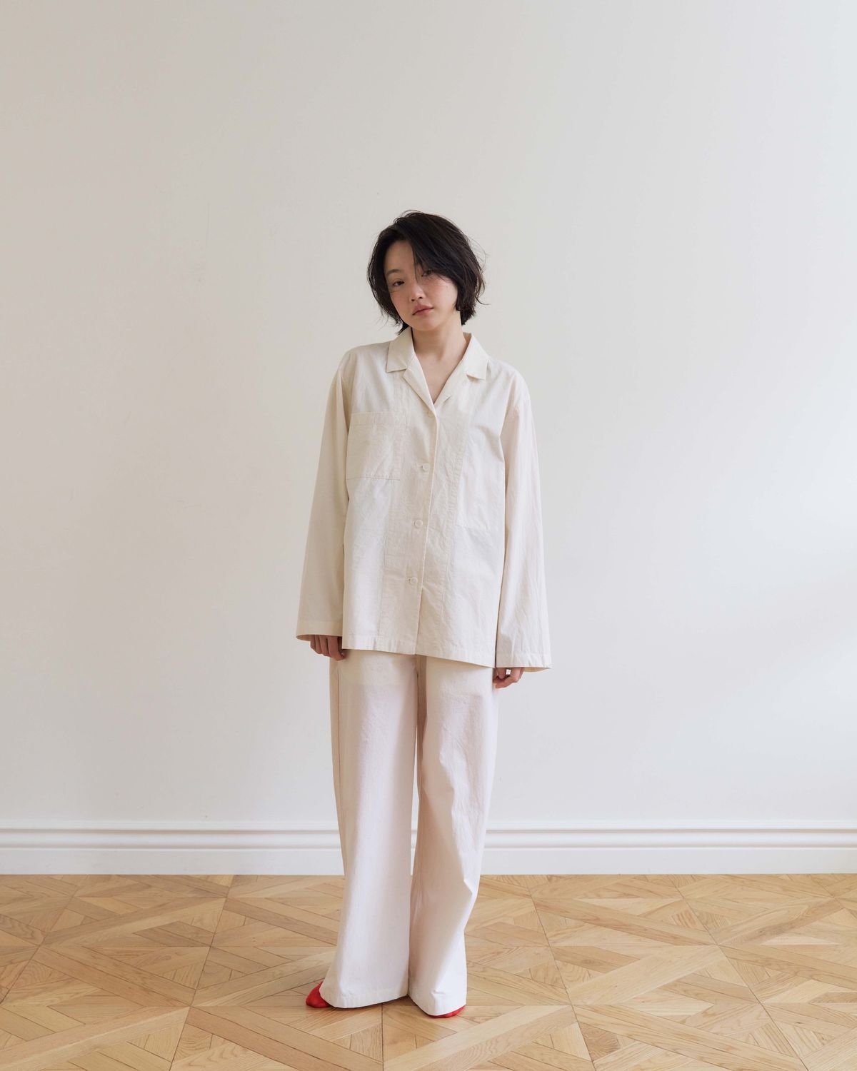 모잉모잉(MOIN MOIN) Long daily pajamas set, Paper white