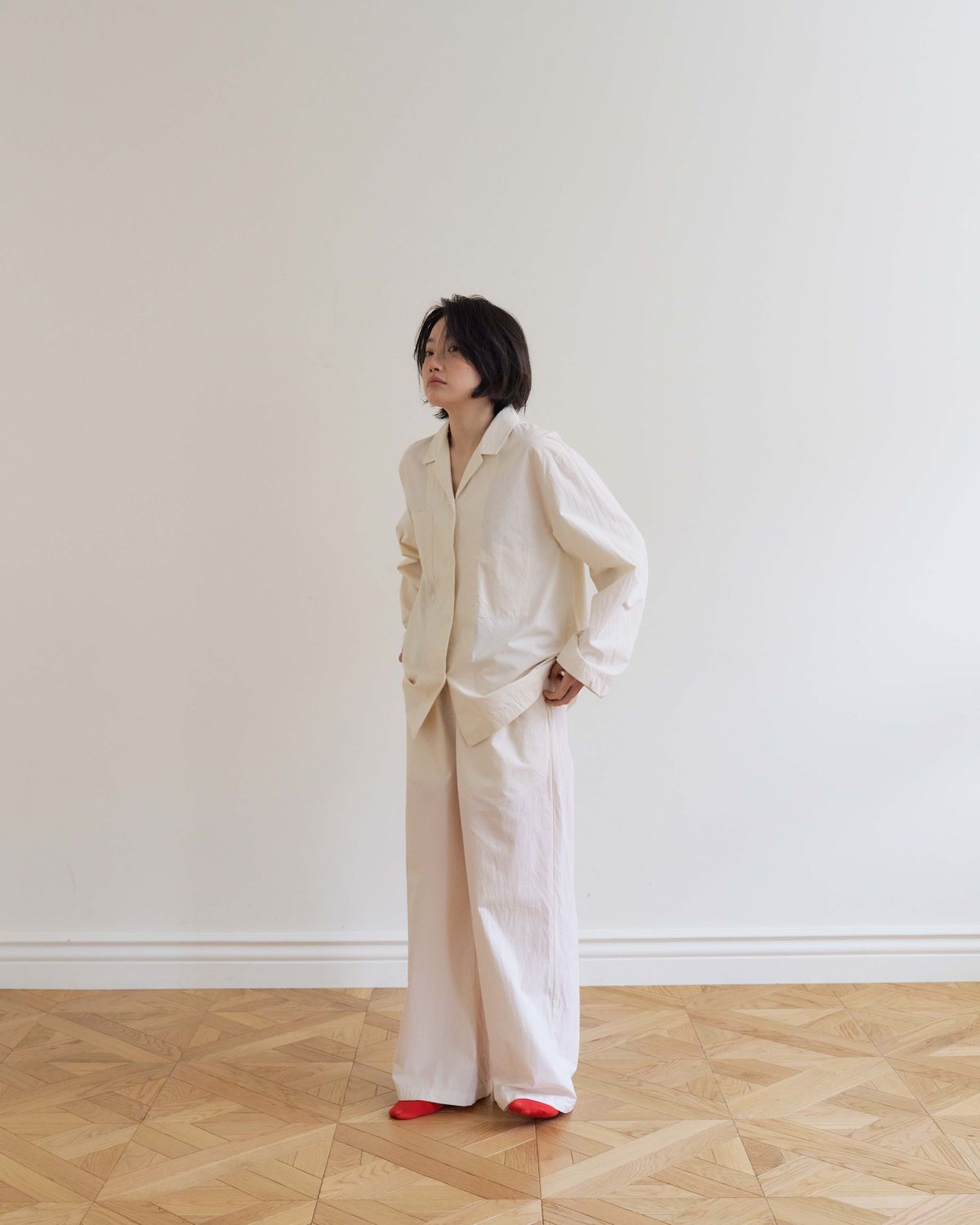 모잉모잉(MOIN MOIN) Long daily pajamas set, Paper white
