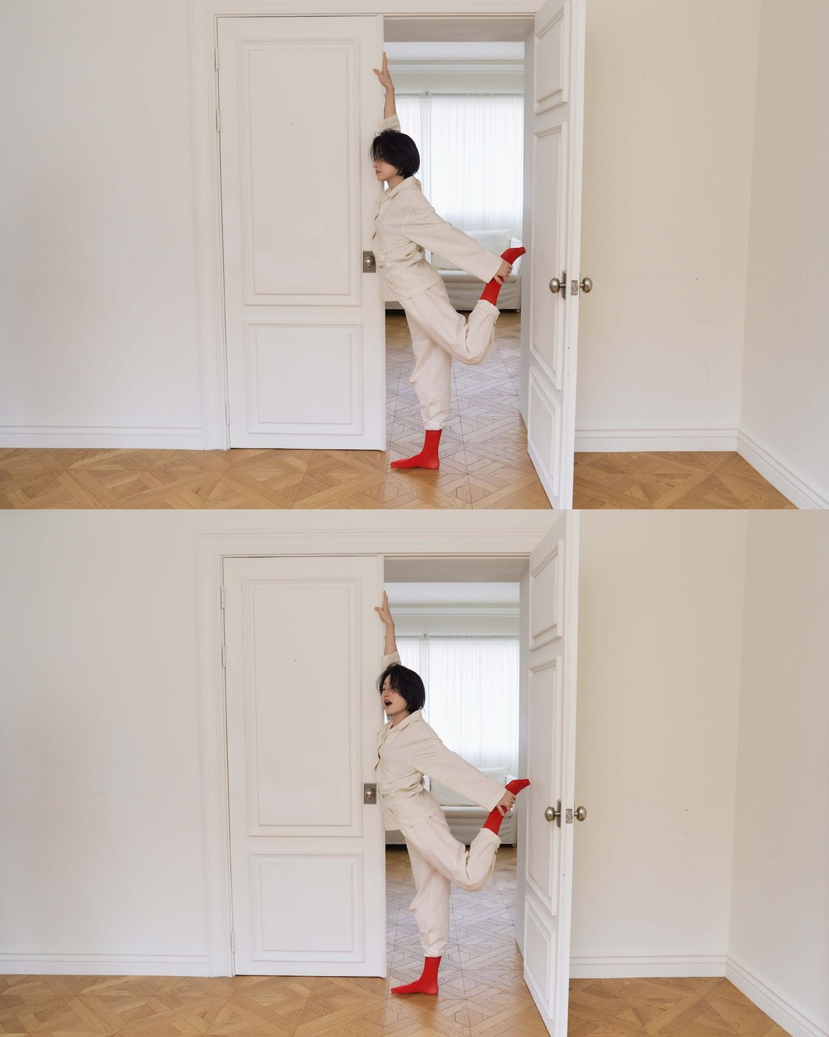 모잉모잉(MOIN MOIN) Long daily pajamas set, Paper white